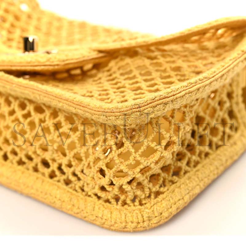 CHANEL MASTER MESH MACRAME SMALL FLAP BAG YELLOW AS6156 (21*14*6cm)